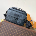 LV 26S S LOCK CROSSBODY BAG 22 IN CHARCOAL GRAY EMBOSSED TAURILLON LEATHER