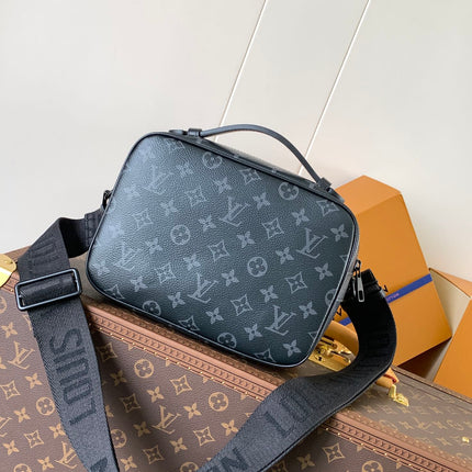 LV 26S S LOCK CROSSBODY BAG 22 IN CHARCOAL GRAY EMBOSSED TAURILLON LEATHER