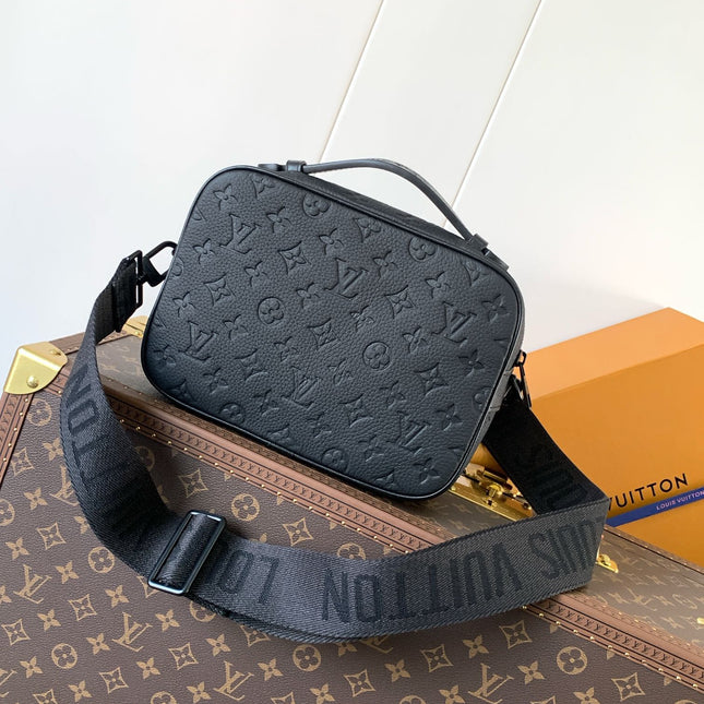 LV 26S S LOCK CROSSBODY BAG 22 IN BLACK EMBOSSED TAURILLON LEATHER