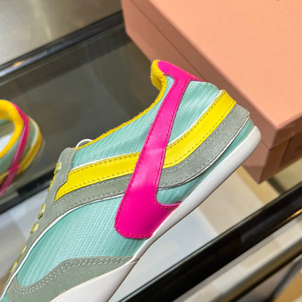 MIUMIU 26S SNEAKERS IN MULTICOLOR FABRIC AND SUEDE