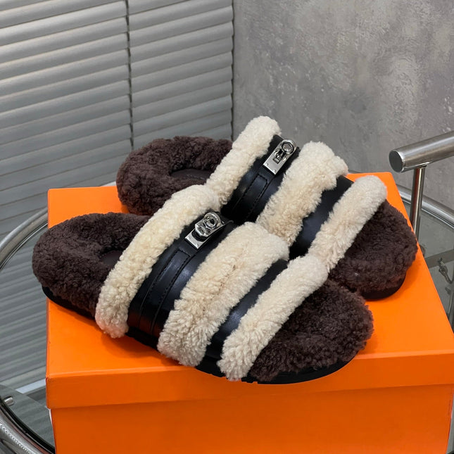 HM 25S SANDAL IN BEIGE WOOL AND BLACK LAMBSKIN WITH SILVER HARDWARE