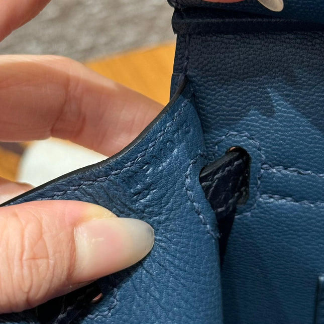 BIRKIN FAUBOURG TOUCH 20 IN NAVY BLUE CALFSKIN WITH SILVER HARDWARE