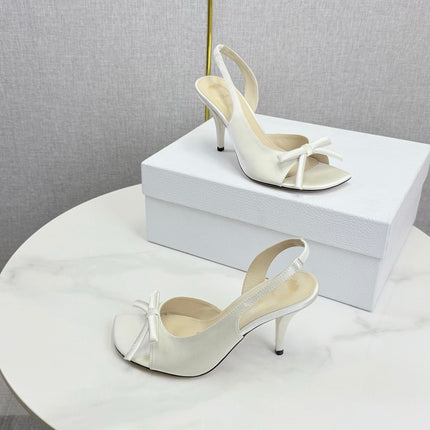 DIOR 26S HIGH-HEEL BACK-STRAP SHOES IN WHITE SATIN
