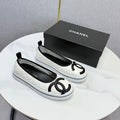 CHANEL 26S CC LOGO SLIP-ON SNEAKERS IN WHITE CALFSKIN