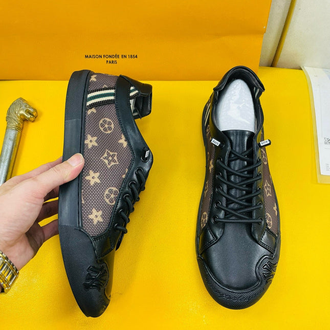 LV SNEAKER BROWN MONOGRAM JACQUARD AND BLACK CALFSKIN