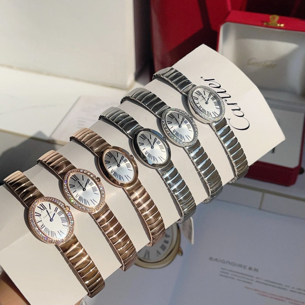 BAIGNOIRE DE CARTIER – OVAL SHAPE SILVER WITH SINGLE LINE DIAMONDS