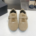 PRADA 26S SNEAKERS IN LIGHT BROWN FABRIC SILVER HARDWARE