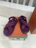 LP 26S CROSS-STRAP SANDALS IN DARK PURPLE SUEDE