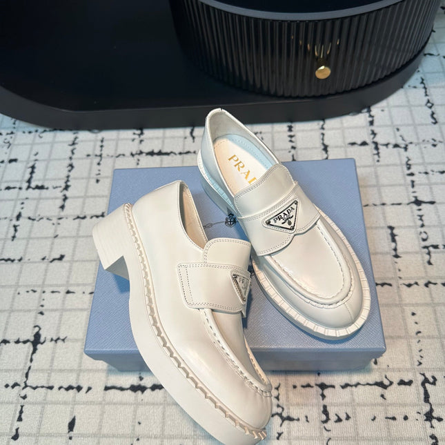 PRA SCHOCOLATE BRUSHED LOAFERS WHITE CALFSKIN