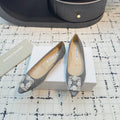 Hangisi 20 Ballet Flat Silver Glitter Fabric Leather Jewel Buckle 912607