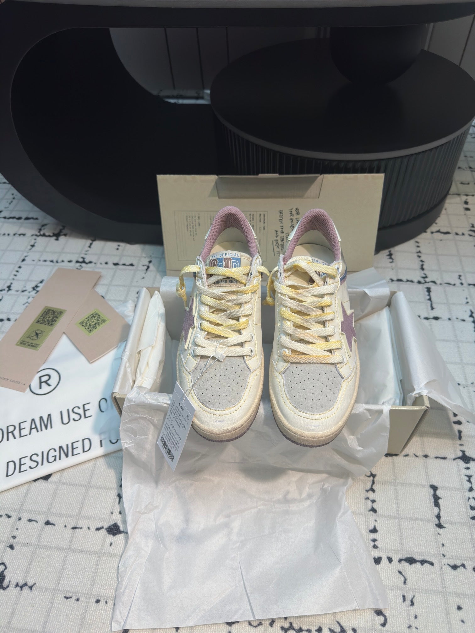 BALL STAR SNEAKERS WHITE CALFSKIN WITH HURRICANE PURPLE STAR