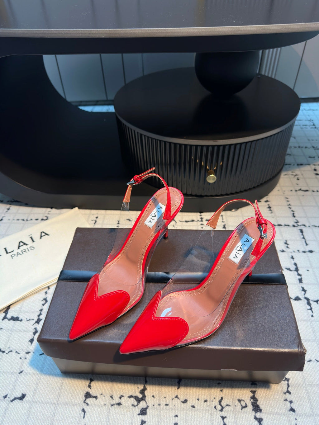 ALAIA HIGH SLINGBACK 25S 90 MM IN RED CALFSKIN