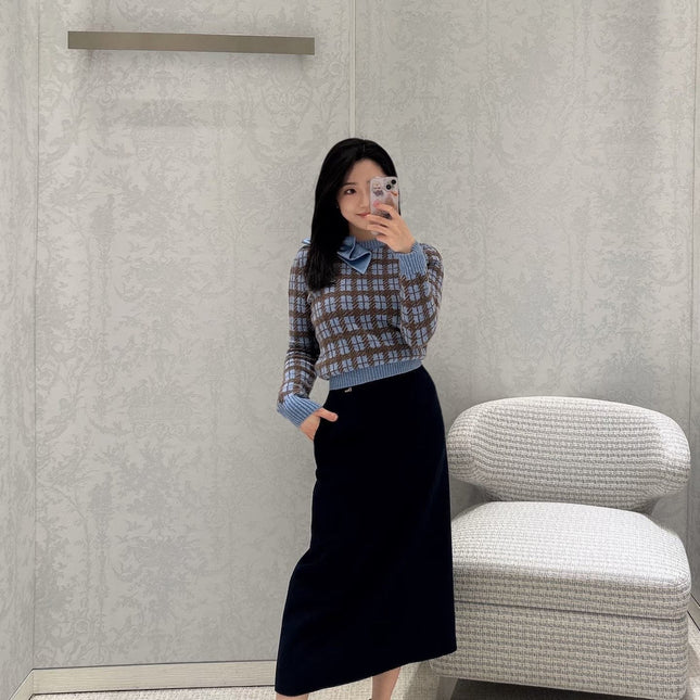 DIOR 26S PLAID SWEATER WITH BOW 1063