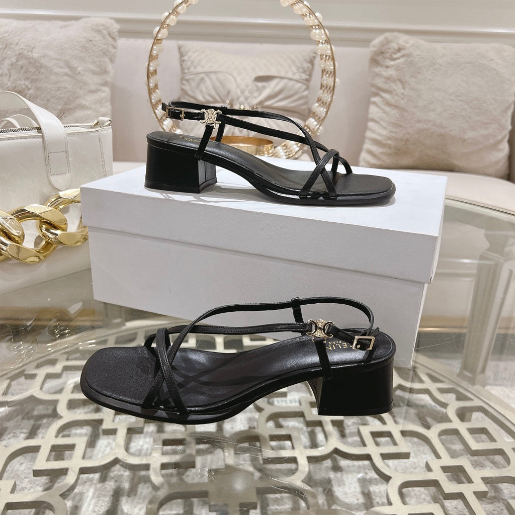 HIGH SANDAL 45MM IN BLACK LAMBSKIN