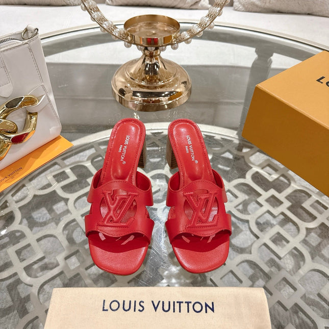 ISOLA HIGH 55 MM MULE IN CHERRY RED CALFSKIN