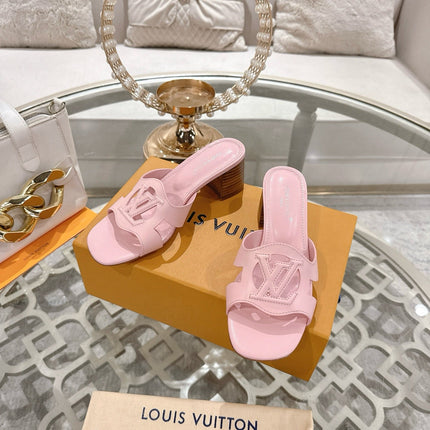 ISOLA HIGH 55 MM MULE IN PASTEL PINK CALFSKIN