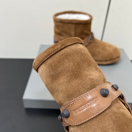 BALENCIAGA 25S ALASKA ANKLE BOOTS IN BROWN SUEDE AND LAMBSKIN