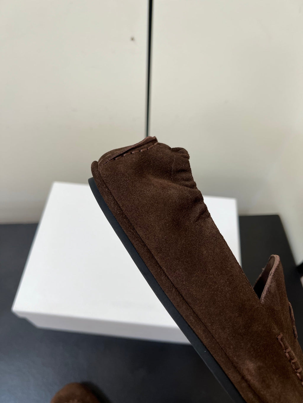 CELINE 26S MAILLON TRIOMPHE LOAFER IN DARK BROWN SUEDE