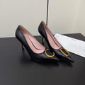 DIOR 26S POINTED-TOE HIGH HEELS 70MM IN BLACK CALFSKIN GOLD HARDWARE