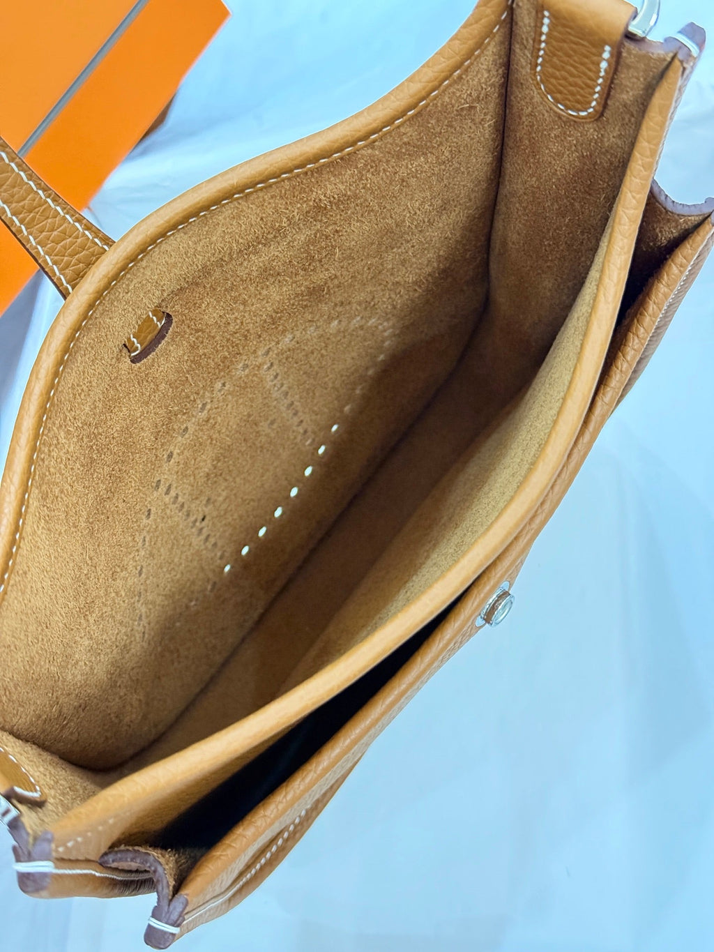 HM 26S EVELYNE BAG 23CM IN ORANGE BROWN GRAINED CALFSKIN