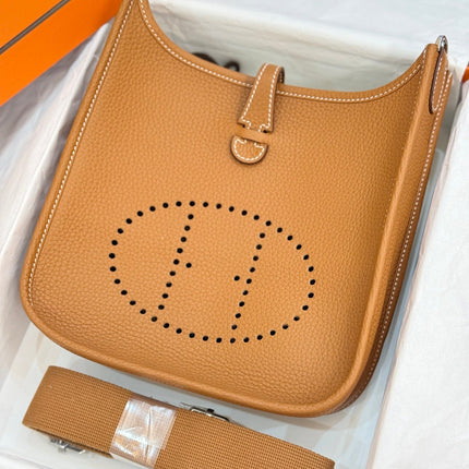 HM 26S EVELYNE BAG 23MM IN ORANGE BROWN GRAINED CALFSKIN