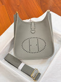 HM 26S EVELYNE BAG 23CM IN GRAY GRAINED CALFSKIN