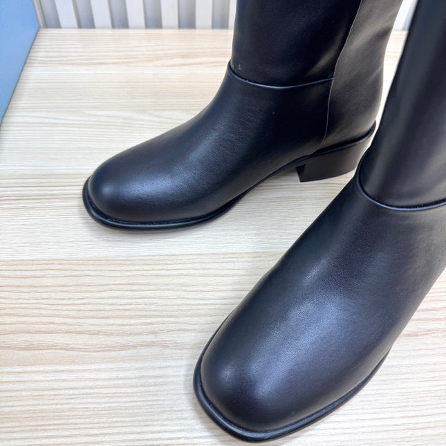 PRADA 25S LOW-CUT BOOTS IN BLACK LAMBSKIN