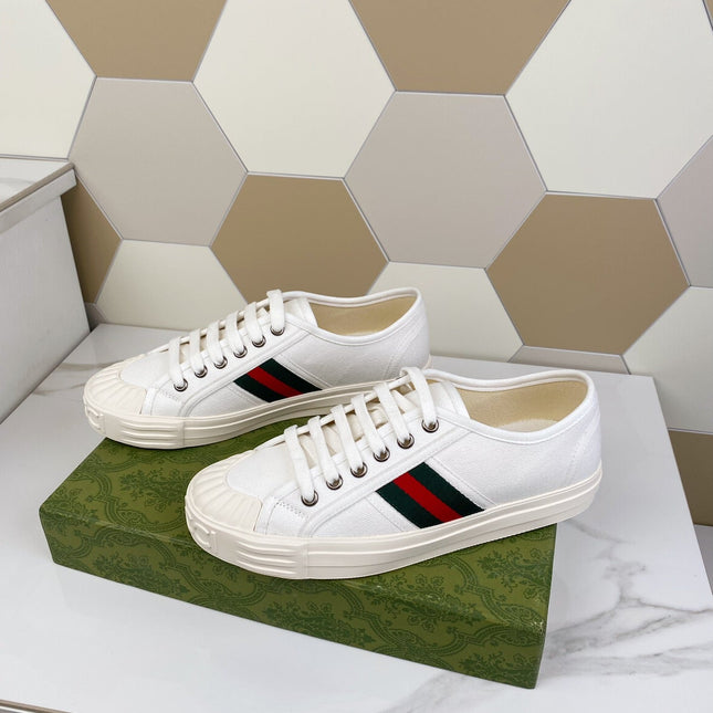 GG JULIO SNEAKER WITH WEB WHITE CANVAS