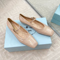 MARY JANE FLATS SQUARE TOE IN BEIGE PATENT SHEEPSKIN