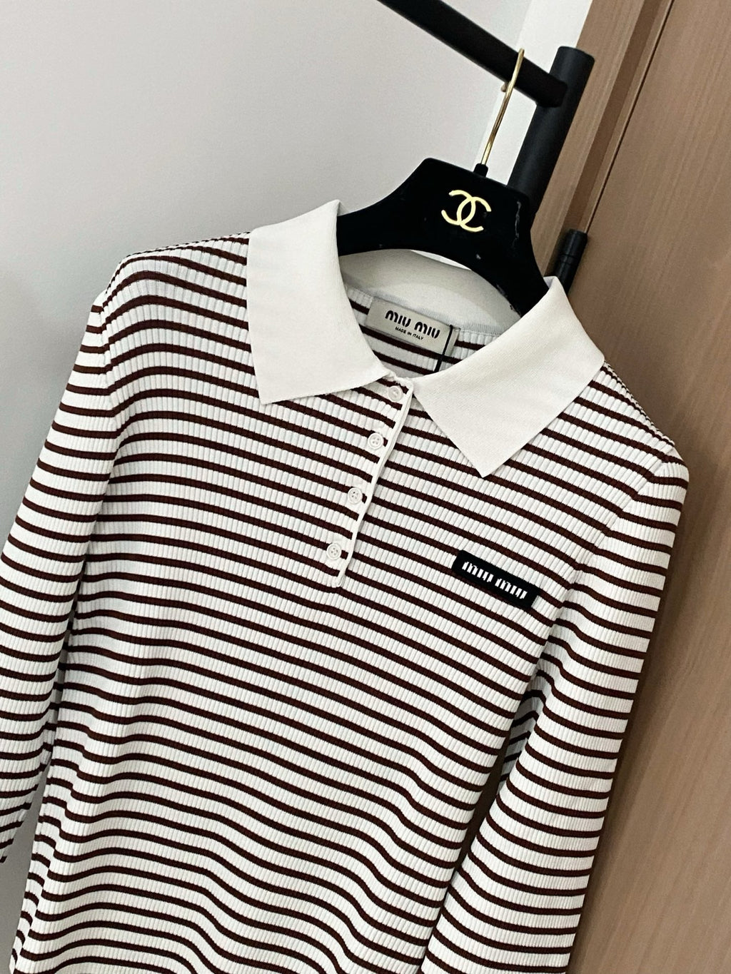 MIUMIU LONG-SLEEVE KNIT POLO STYLE 265