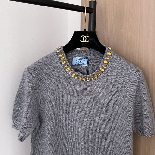 PRADA 25S BEADED CREW NECK SWEATER 322