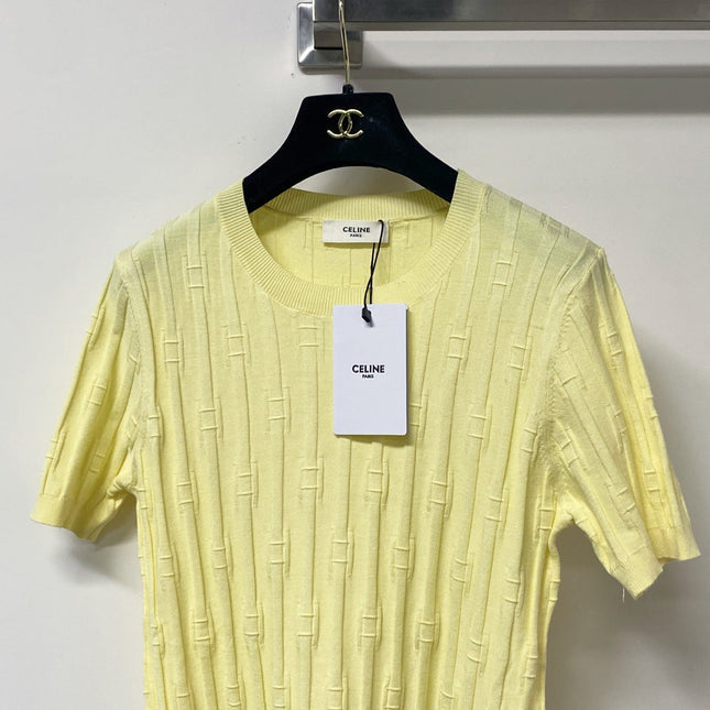 CELINE 26S LOGO SHORT-SLEEVE KNIT TOP 186