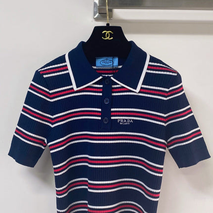 PRADA 26S SHORT-SLEEVED KNIT POLO SHIRT STYLE 892