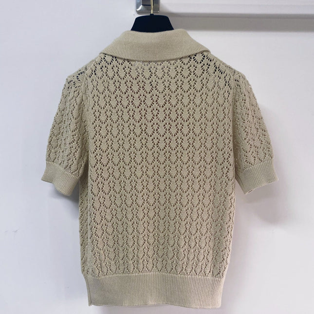 MIUMIU 26S SHORT-SLEEVED KNIT POLO SHIRT STYLE 1137