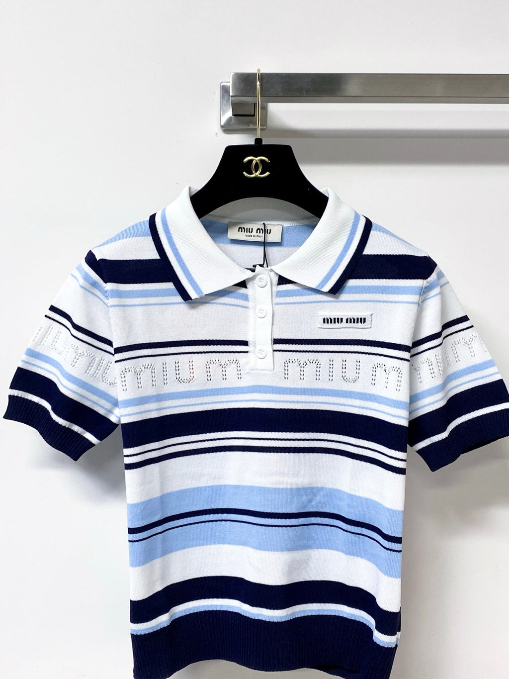 MIUMIU 26S SHORT-SLEEVED KNIT POLO SHIRT STYLE 1122