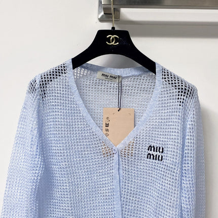 MIUMIU 26S CAMI TOP & OPEN KNIT CROPPED CARDIGAN SET 1173