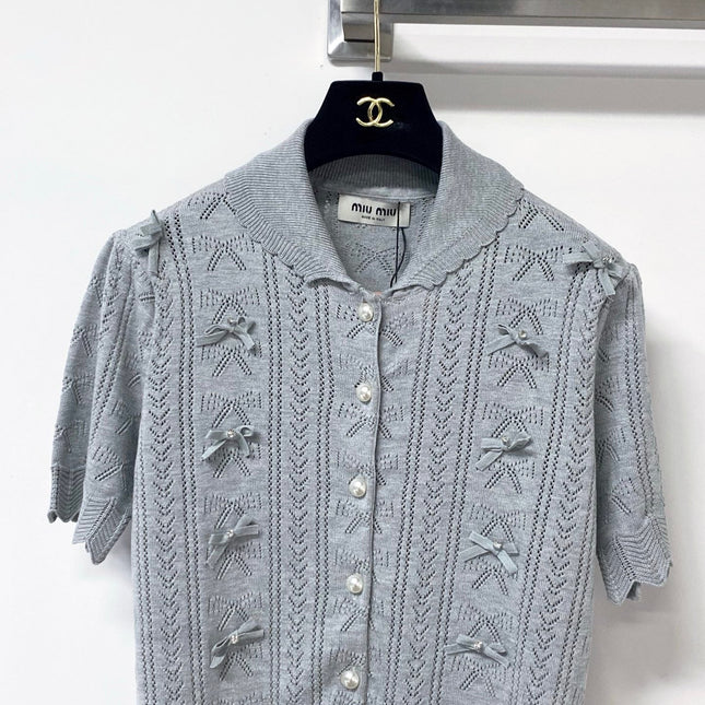 MIUMIU 26S KNIT CARDIGAN TOP 1250