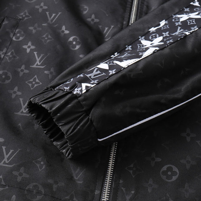 LV HOODED JACKET BLACK MIX WHITE MONOGRAM 239001
