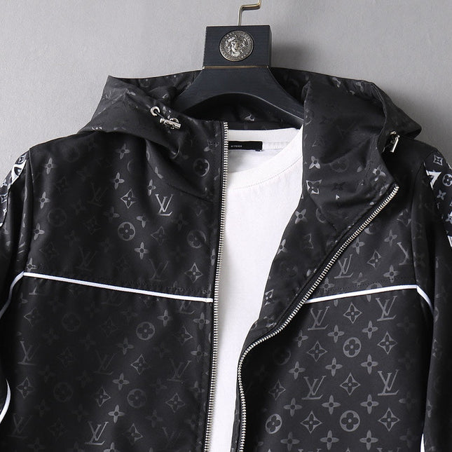 LV HOODED JACKET BLACK MIX WHITE MONOGRAM 239001