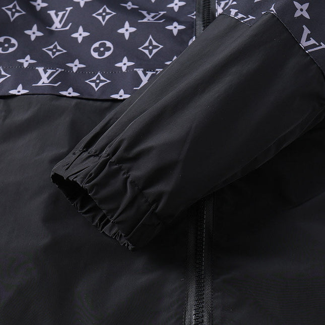 LV HOODED JACKET NAVY BLUE MONOGRAM AND BLACK 239169