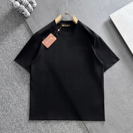 LORO PIANA CREWNECK T-SHIRT IN BLACK COTTON