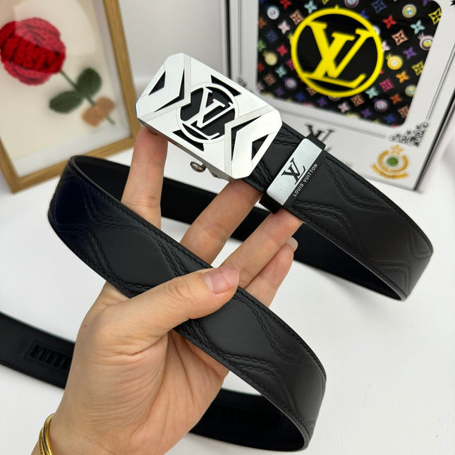 LV 25S BELT 35 MM IN BLACK CALFSKIN 593218