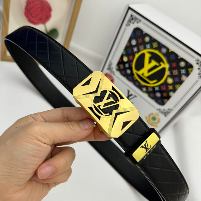 LV 25S BELT 35 MM IN BLACK CALFSKIN 593219
