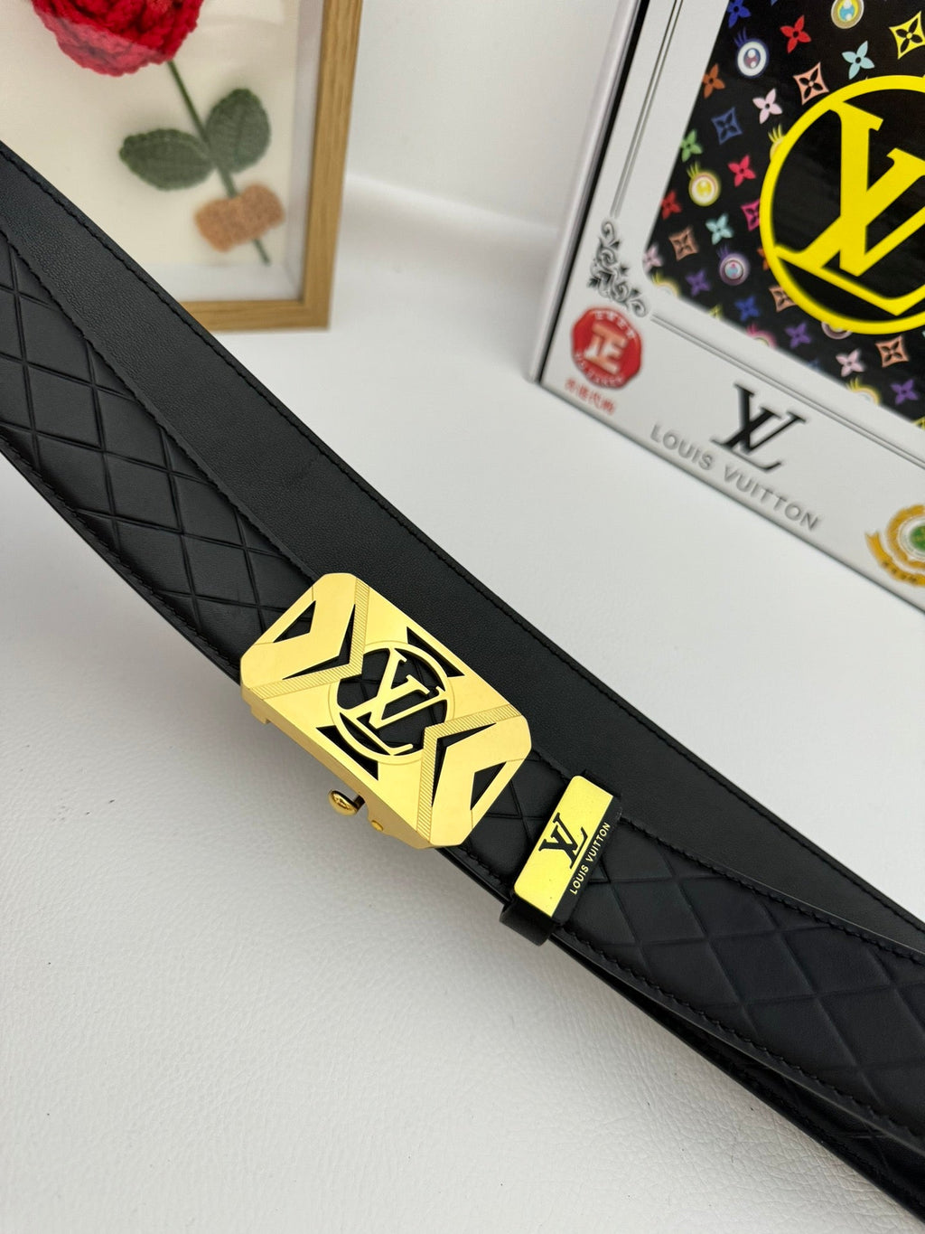 LV 25S BELT 35 MM IN BLACK CALFSKIN 593219