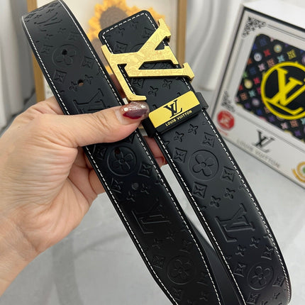 LV 25S BELT 38 MM IN BLACK CALFSKIN STAMP LOGO 593293