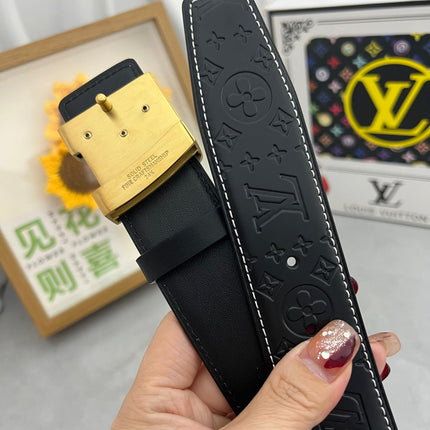 LV 25S BELT 38 MM IN BLACK CALFSKIN STAMP LOGO 593293