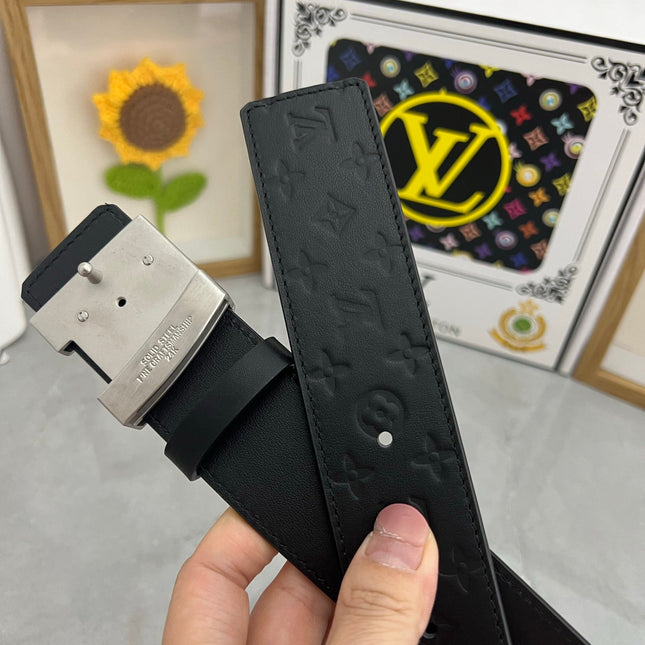 LV 25S BELT 38 MM IN BLACK CALFSKIN STAMP LOGO 593295