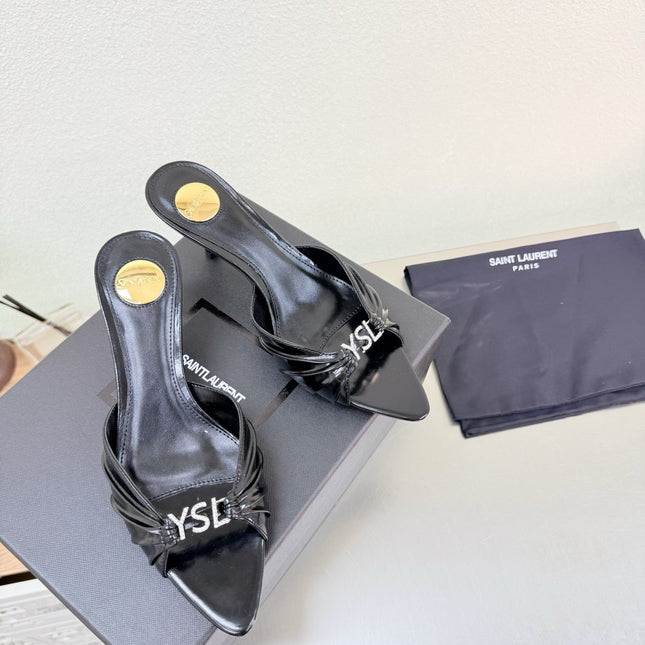 YSL 26S HIGH HEEL SANDALS 65 MM IN BLACK CALFSKIN