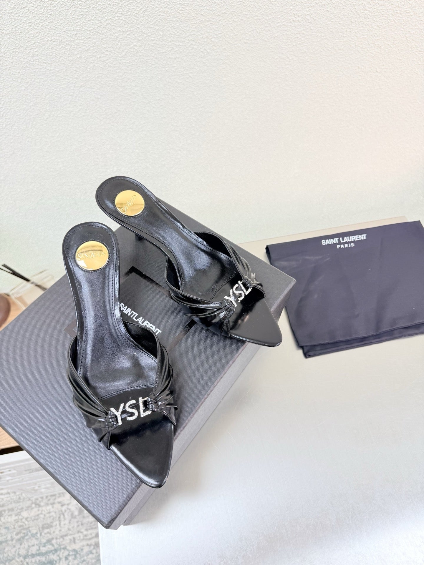 YSL 26S HIGH HEEL SANDALS 65 MM IN BLACK CALFSKIN
