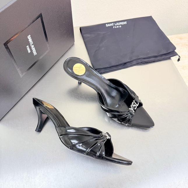 YSL 26S HIGH HEEL SANDALS 65 MM IN BLACK CALFSKIN